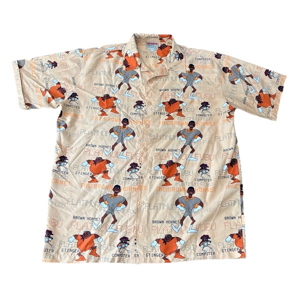 Vintage Y2K FUBU Platinum Fat Albert‎ Brown Hornet Shirt 2XL Made In Korea RARE!